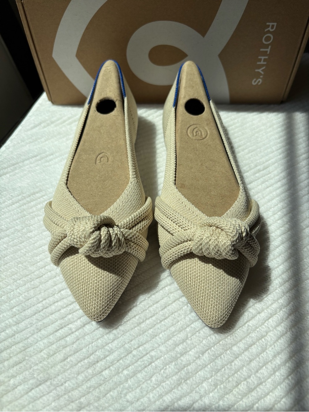 Rothy's Pointed Knot Ballet Flat in Oatmeal